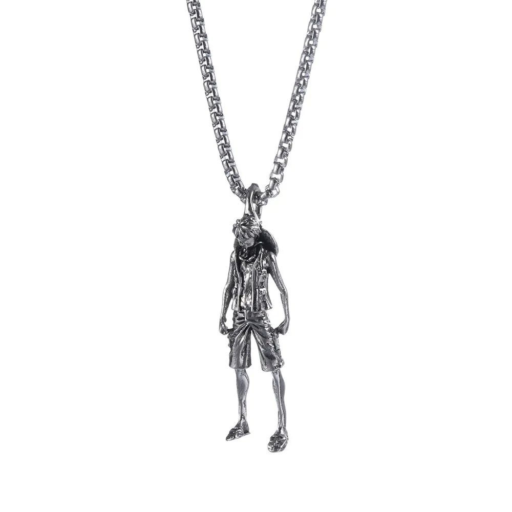 Antique Titanium Steel Chain Necklace Cartoon Cute Hipster Anime Luffy Student Simple Fashion Jewelry