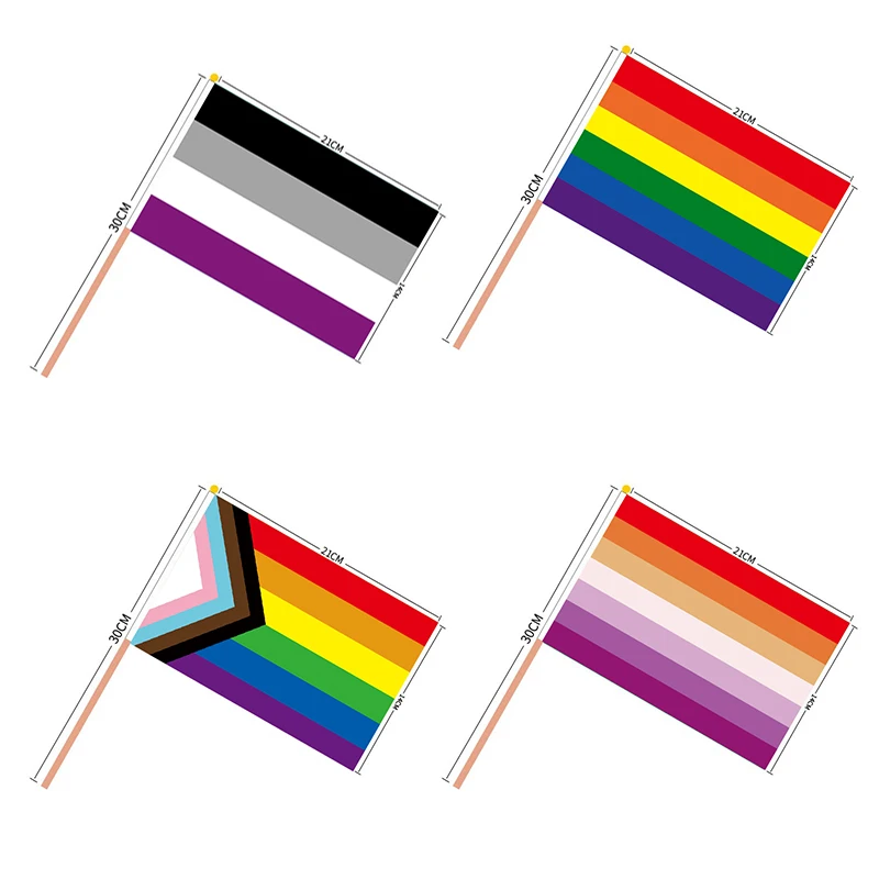 

Aerxrbrae custom hand flag 100Pcs 14*21Cm plastic Stick Rainbow Gay Lesbian Homosexual Bisexual Pride banner