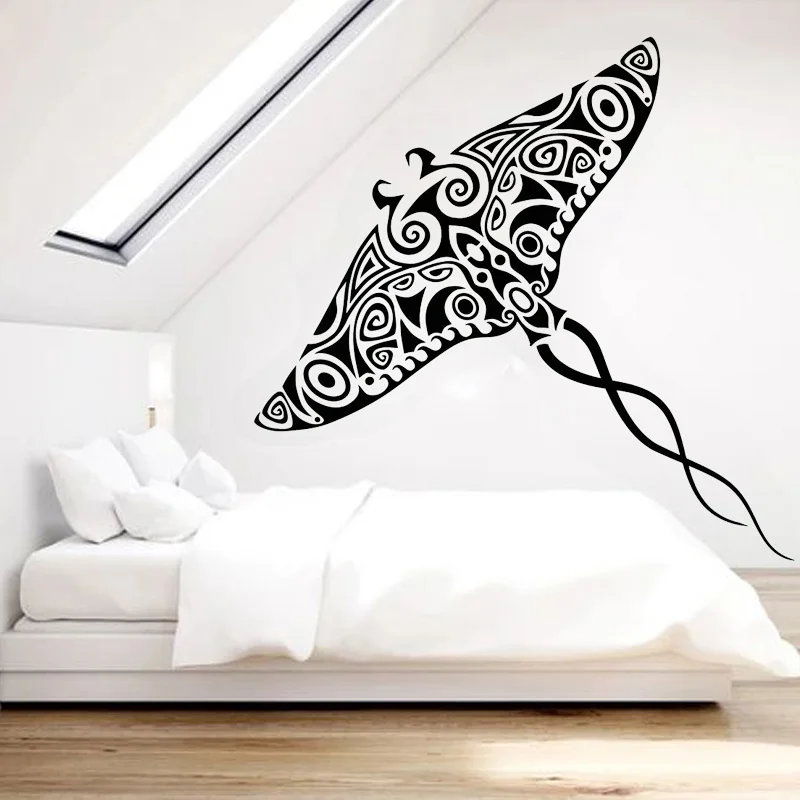 Stingray Vinyl Wall Decal Manta Home Decor Bat Stickers Ray Sea Animal Mural Maori Ornament Wallpaper O212