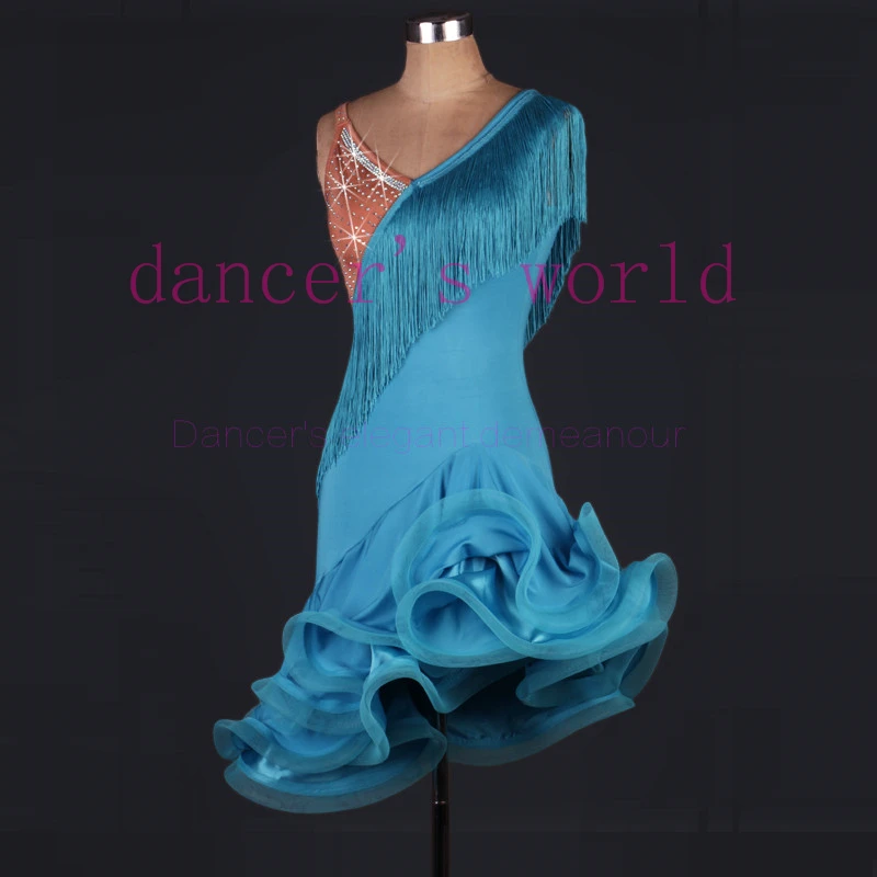 New style Latin dance costume spandex tassel stones latin dance dress for women latin dance competition dresses 2XS-6XL