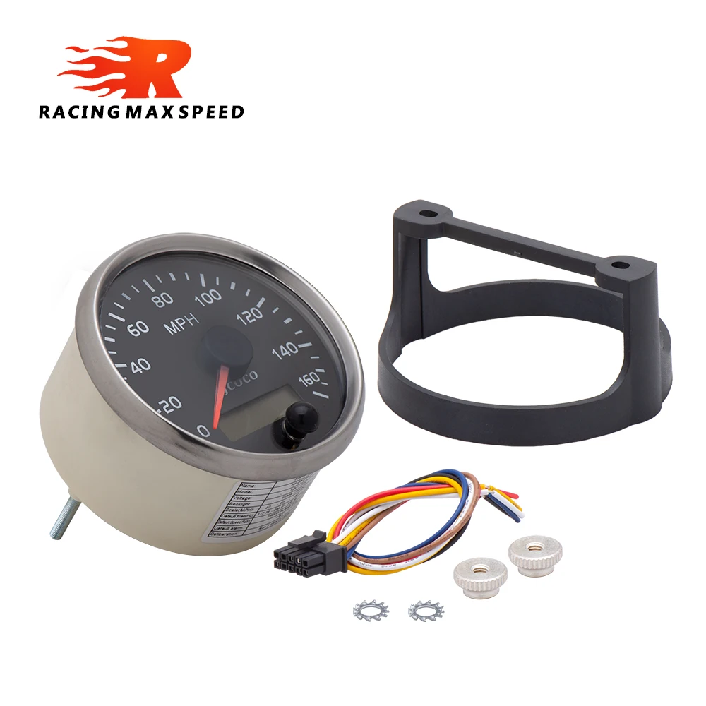 

JJCOCO 85mm Speedometer 160MPH Speed Gauge Meter With White/Amber Backlight 12V 24V With LCD For Car Truck Boat Motor SPM-02