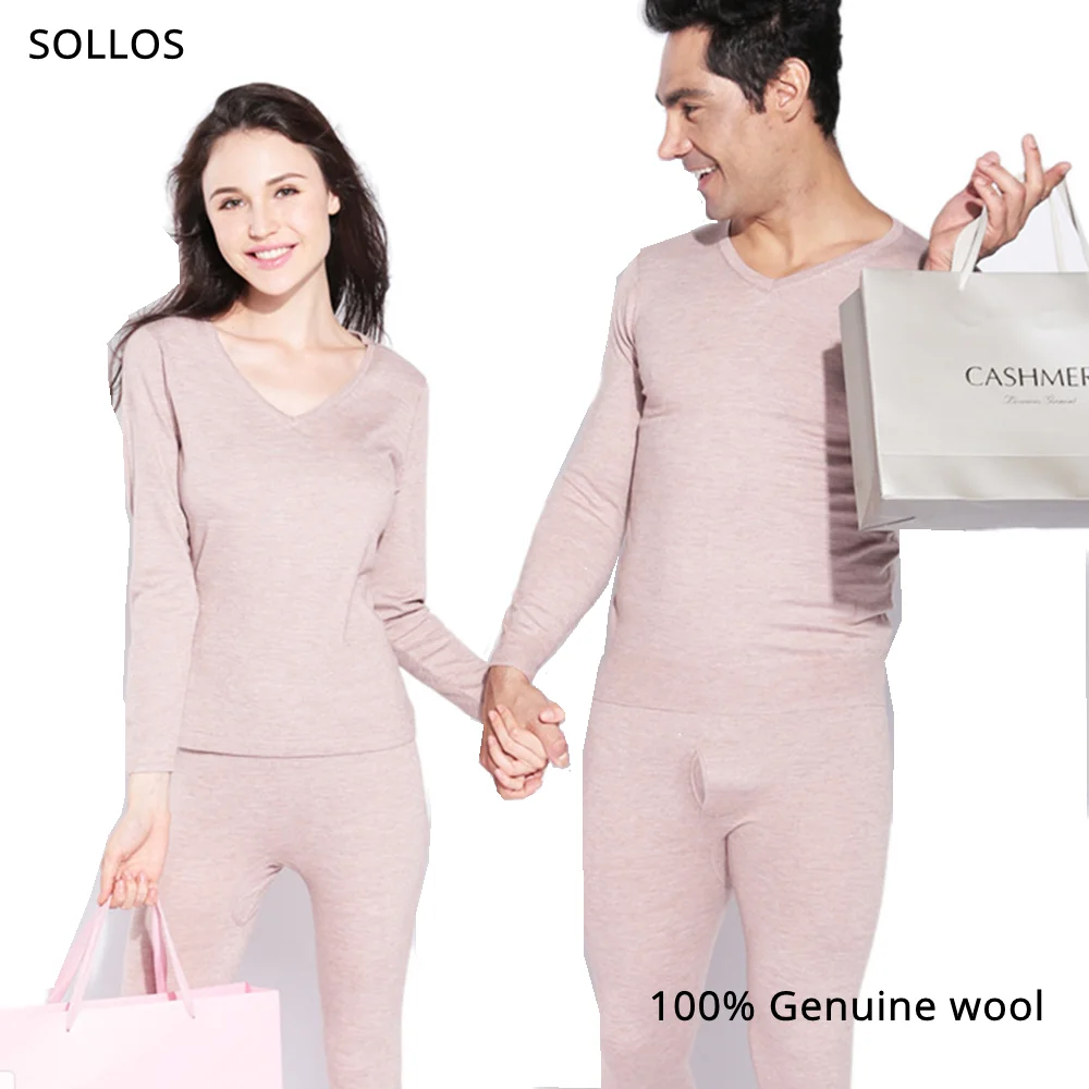 100% wool thermal underwear women set for men warm lingerie sets winter clothes merino woman thermo pyjamas tenu sexy long johns