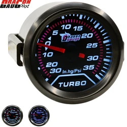 Dragon 52mm Universal Auto Car Turbo Boost Gauge Fit For -30~35 Psi Turbine Pressure Detection In.hg Meter