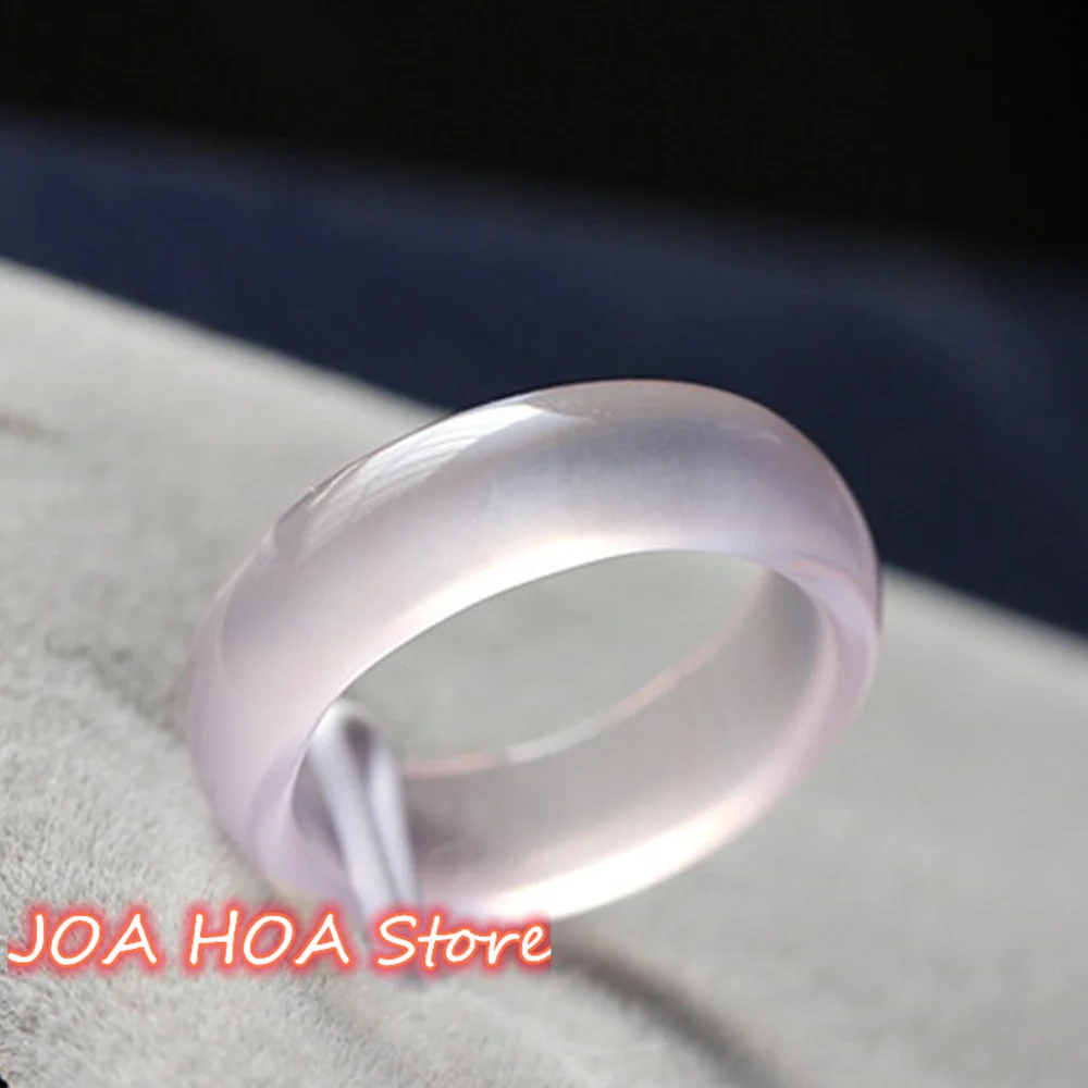 

Natural Agate Pink Jade Rings Gemstone Band Chalcedony Jewellery Women Handring Jewelry