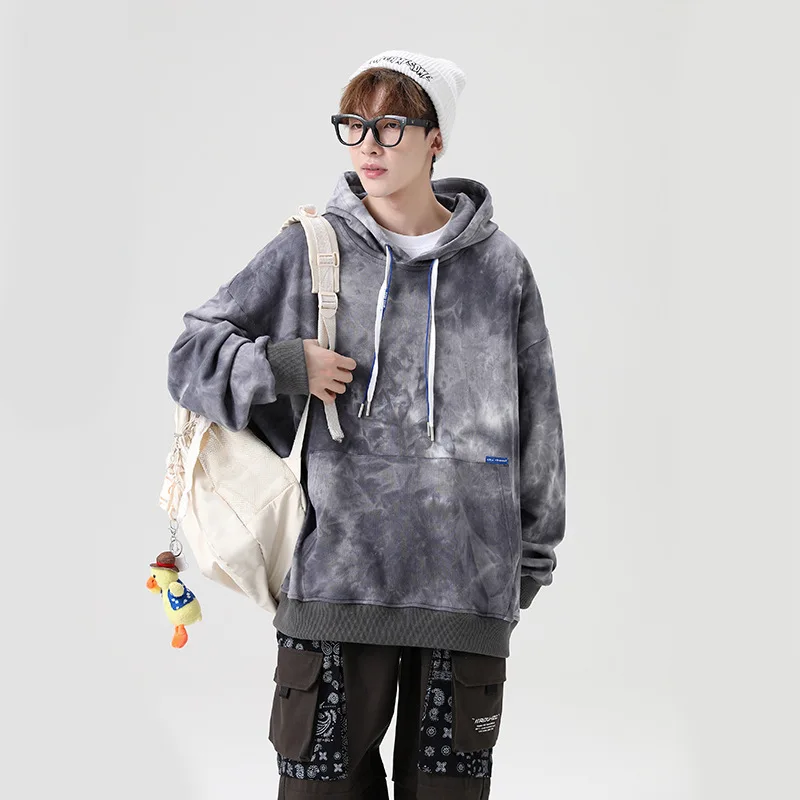 

3513 Tie Dye Sweatshirt Hooded Autumn Men New Arrival Harajuku Korean Style Streetwear Hip Hop Personality Youth Pullover Coats