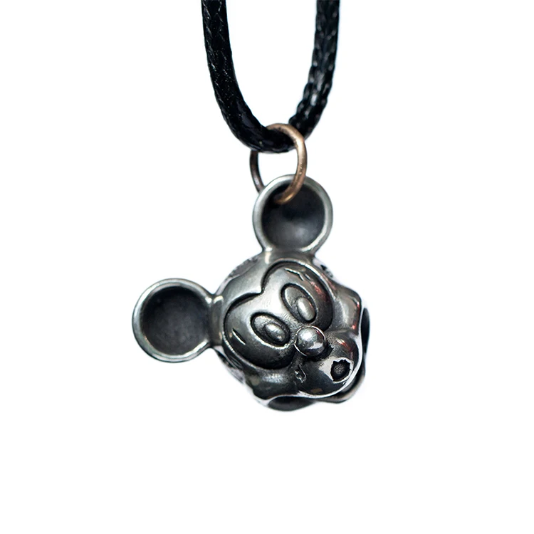 BEM HI BEN Men's Women's pendant necklace M-I-C-K-E-Y Mouse SKULL 925 sterling silver Original design Hand made Biker punk