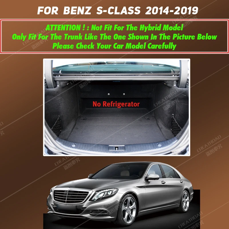 Car trunk mat for Benz S class W222 Four doors Non-oil-electric hybrid 2014-2019 cargo liner carpet interior accessories cover