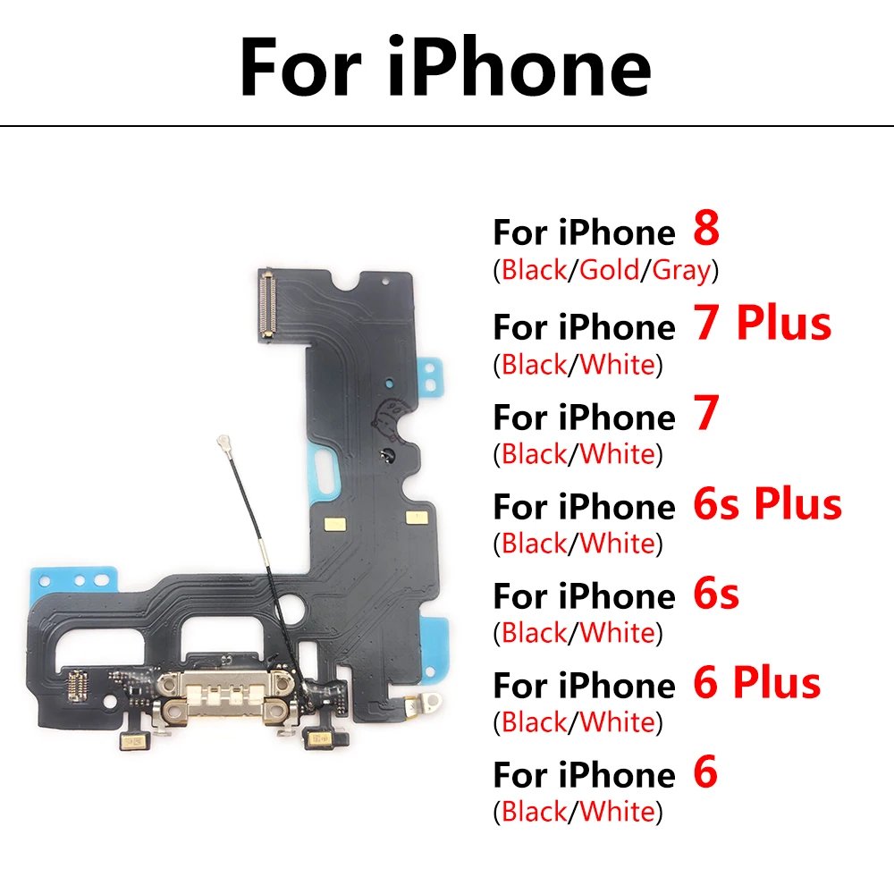 For Iphone 6 6S 7 8 Plus Dock Connector Micro USB Charger Charging Port Flex Cable Microphone Board Replacement Parts