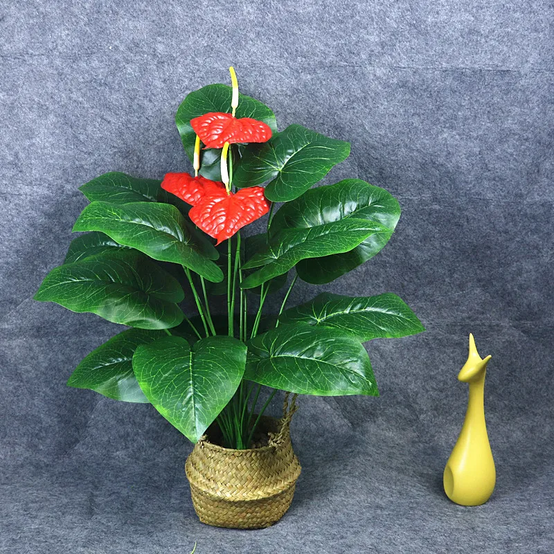 70CM18 Fork Artificial Anthurium Plants Plastic Fack Flower Simulation DIY Crafts Hotel Park Living Room House Decor Accessories