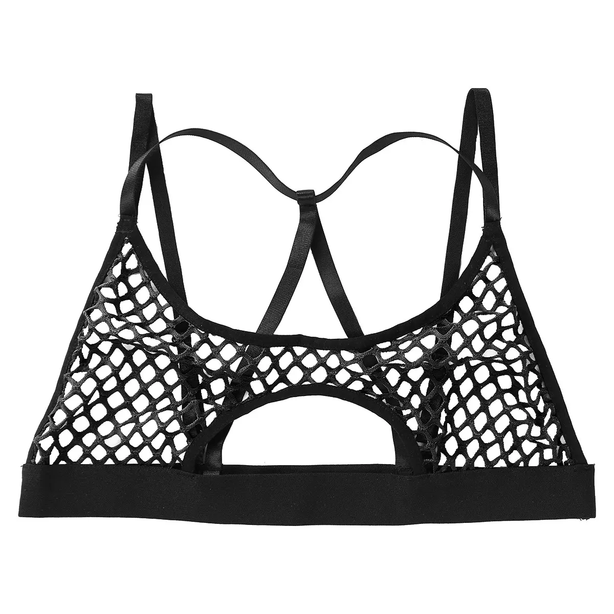 Kobiety Prześwitujące Siateczkowe Wycięcie Biustonosz Top Hollow Crop Tops Trening Joga Camisole Bralette Underboob Kamizelka Festiwal Rave Clubwear