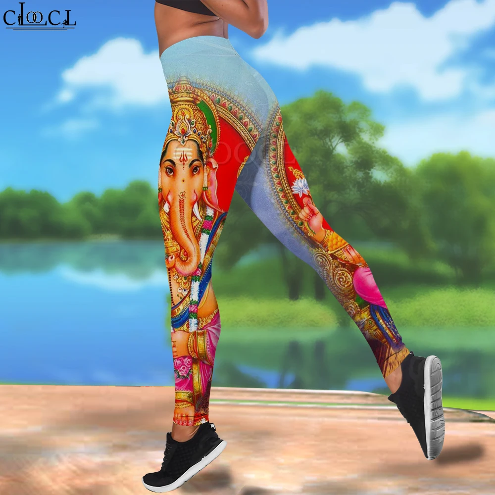 Cloocl Vrouwen Leggings Indische God Ganesha Gedrukt Hoge Taille Elasticiteit 3D Legging Vrouwelijke Voor Outdoor Jogging Broek Drop Shipping