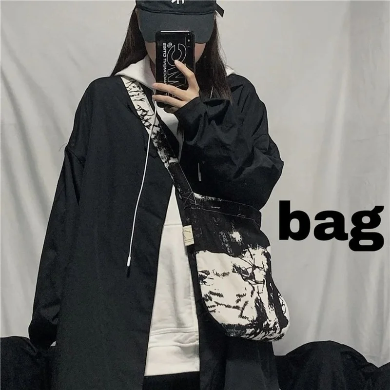 Shoulder Bags Women Vintage Tie-dye Linen Bag Cross-body Students Harajuku Leisure Big Capacity Totes Trendy Handbags All-match