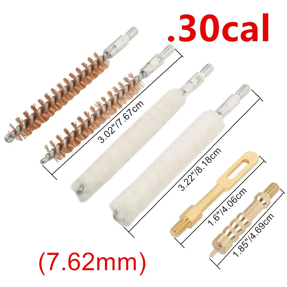 Gun Cleaning Rod Brush Head Kit .30cal .22cal 9mm Rifle Pistol Cleaning Tool 6pcs