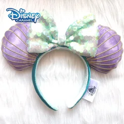 Disney Mickey Mouse Mermaid Ariel Headband Disneyland Minnie Ears Sequins Purple Headwear Children Boy Girl Beauty Toys Gift