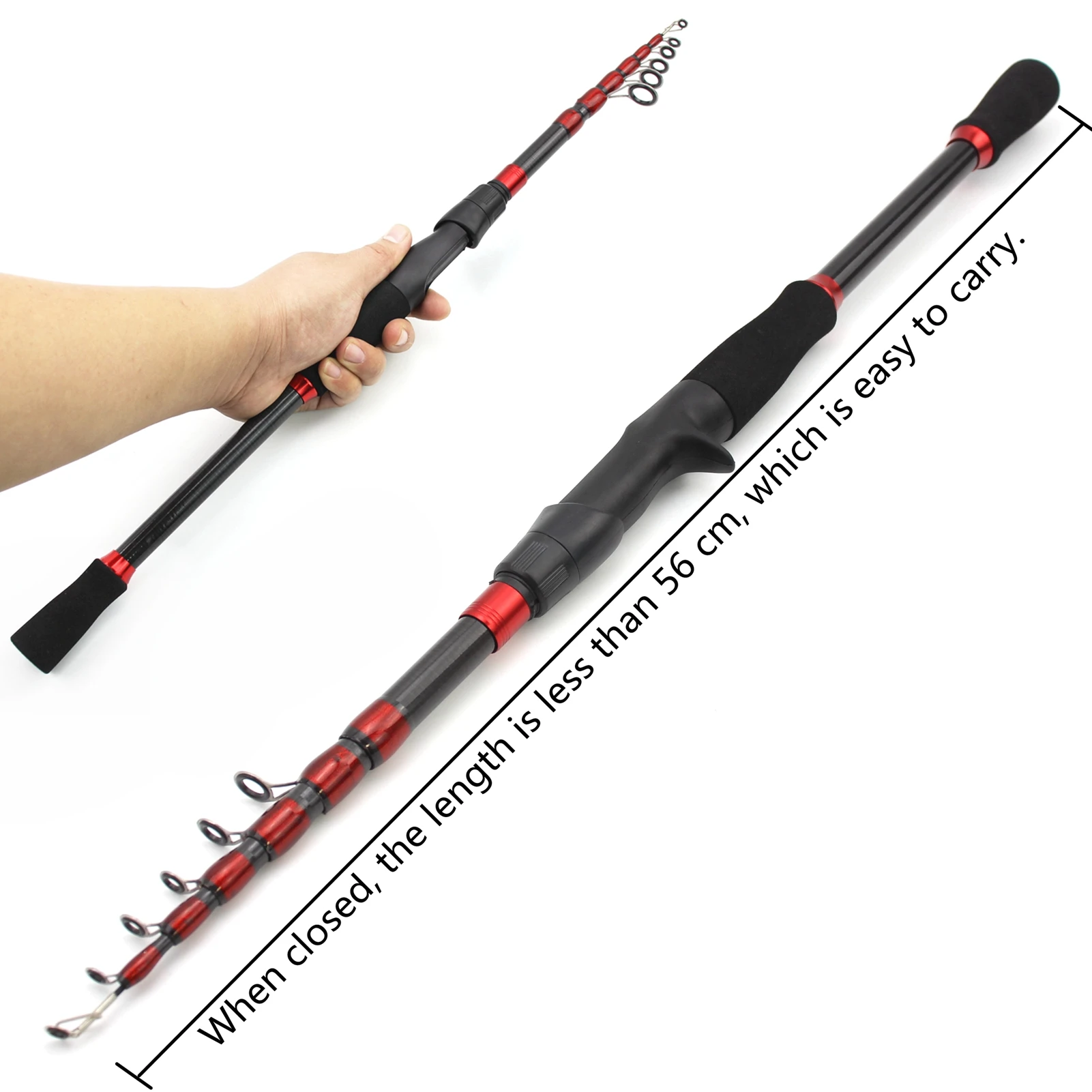 Low price 1.6m-2.7m Telescopic Fishing Rod Carbon Portable Spinning Casting Rod Lure Fishing Lure Weight 7-28g M Power Fast Rod