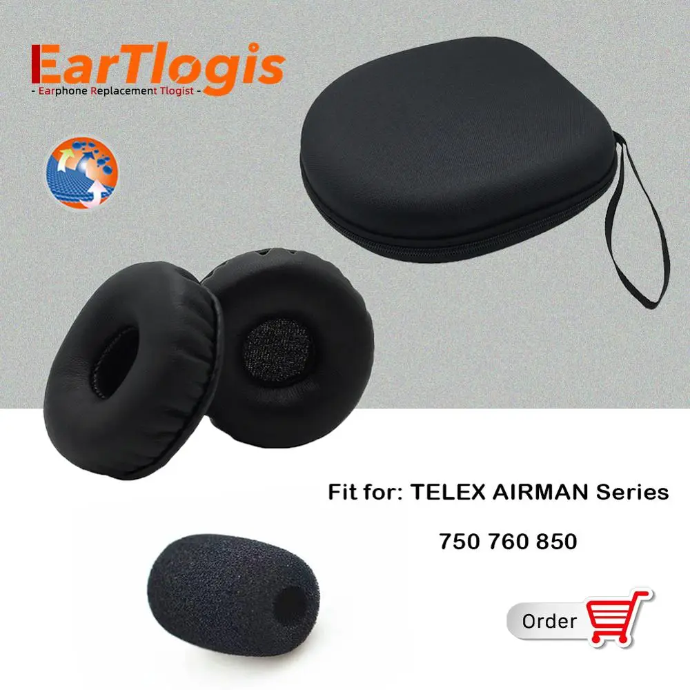 EarTlogis Replacement Ear Pads for TELEX AIRMAN Series 750 760 Headset Parts Earmuff Cover Cushion Cups Pillow