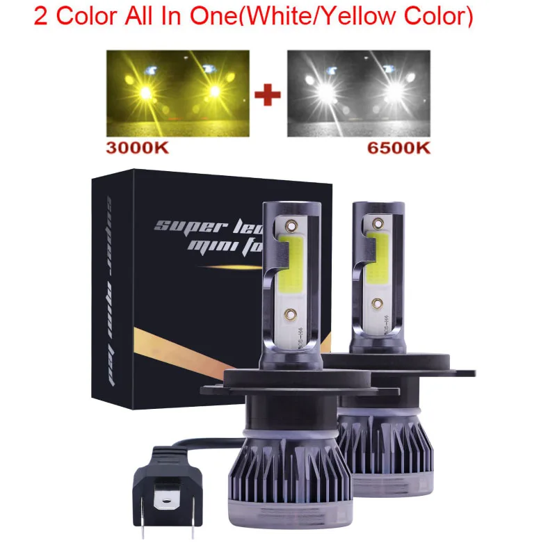 2Pcs Mini H4 H7 LED Turbo Car Headlight Kit 6000K 3000K 8000K 12000LM H11 9005 HB3 9006 HB4 H8 H9 12000K Bulbs Car Accessories