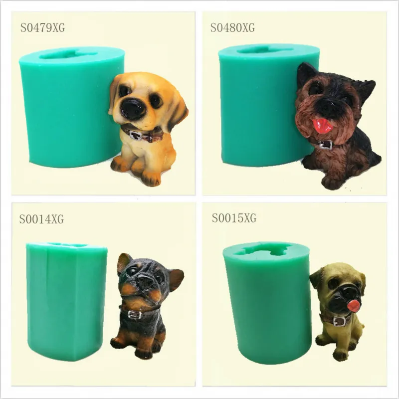 3D Dog Shape Silicone Mold Plaster Animal Candle Molds 12 Style Cake Decorators Tools Dessert Chocolate Handmade Mould S0014XG