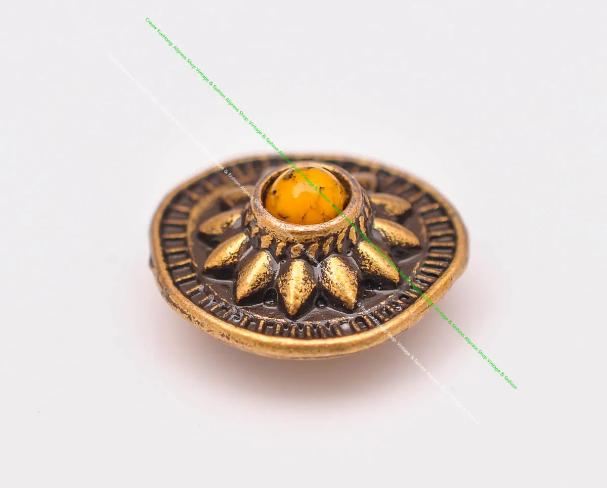 10pcs 19*18mm Vintage Messing Sonnenblume schwarz türkis Conchos Zubehör für DIY Leder Handwerk Gürtel Ledertasche Schlüssel bund Dekor – Detail 18
