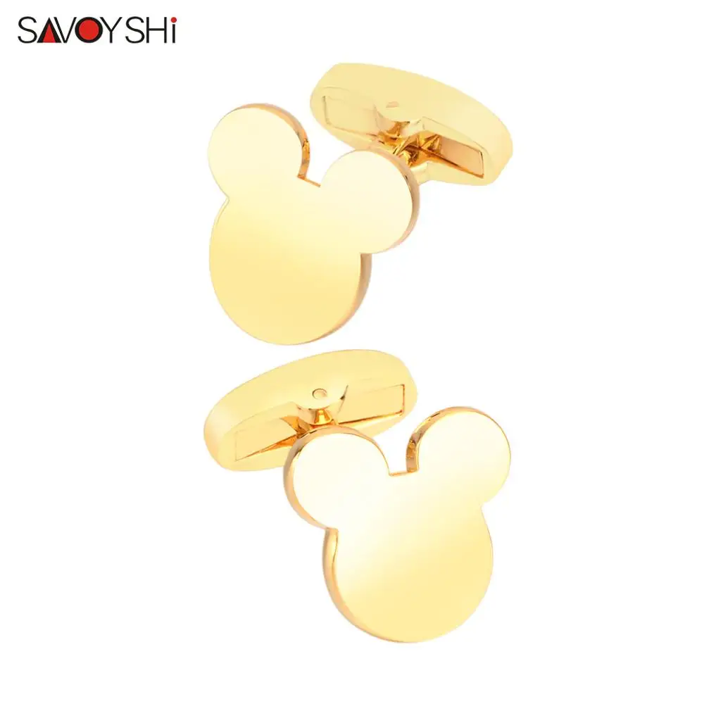 

Новинка, золотые запонки SAVOYSHI в виде животных для мужчин, запонки для рубашек, простые металлические запонки, мужские подарочные украшения, Бесплатная резьба имени