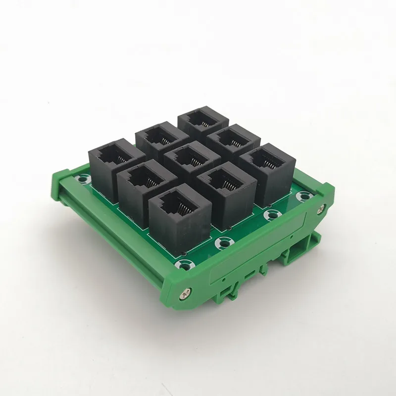 DIN Rail Mount RJ45 Module,RJ45 8P8C Jack 9-Way Buss Breakout Board,Terminal Block, Connector.