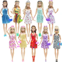 42 Item/Set Doll Accessories = 10Pcs Shoes + 8 Necklace 4 Glasses 2 Crowns 2 Handbags + 8 Pcs Doll Dress Clothes for 1/6 Doll 3