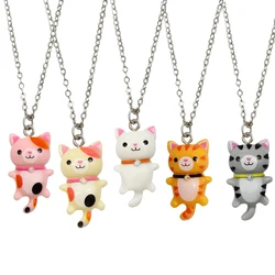 Kawaii Cute Animal Cat Pendant Necklace Charms Acrylic Cat Jewelry Collar Necklaces for Kids Friend Gift Collares Wholesale