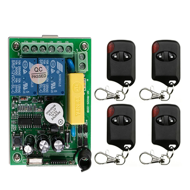 

Wireless Remote Control Switch AC 220V 2CH 2 CH RF Relay Receiver Module + RF Transmitter 315 433 MHz Remote Control