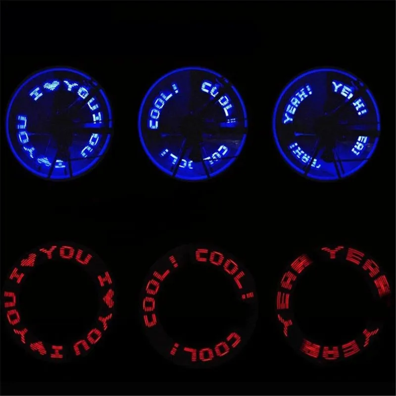 Bicycle Light Double-side Wheel Spoke Valve Lamp Tyre Tire Wheel Valve Lights 7 LED Flash Light with Super Bright Random Pattern