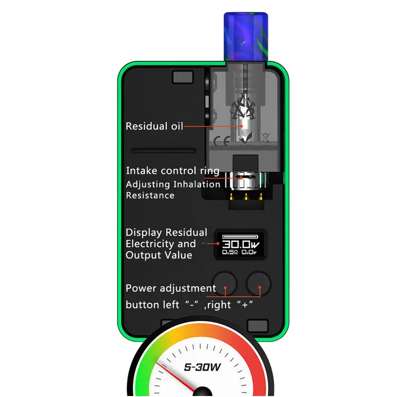 ASVAPE MICRO ELF 1100mAh 5-30W 2ML Vape 0.5 & 1.0ohm vape accessory for vape kits - gallery image 4