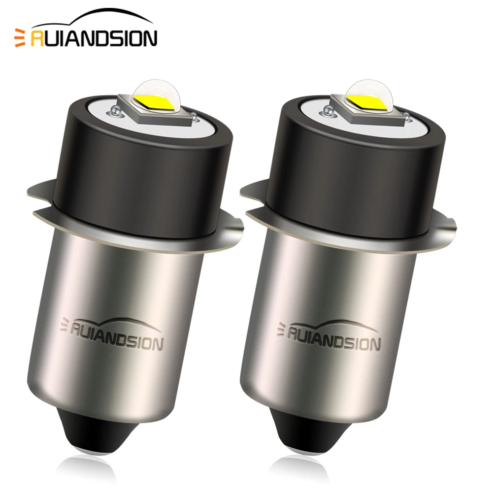 

RUIANDSION 2X P13.5S PR2 Maglite Flashlight Bulb 3D 6D 9D Lantern Torch LED XPG2 1-9V 5-30V 1.5V 3V 6V 4.5V 12V 18V 13.5V 6000K