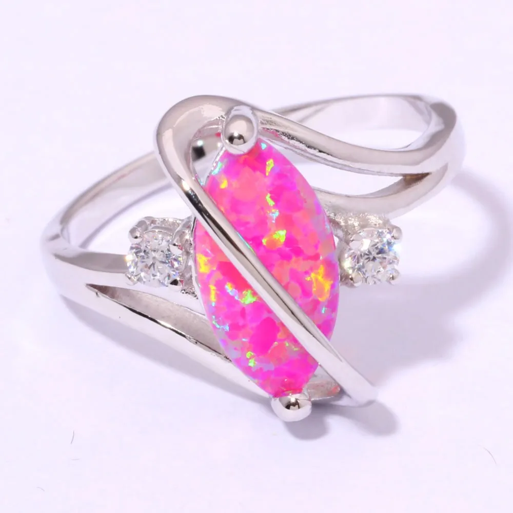 CiNily Created Pink Fire Opal Cubic Zirconia Silver Plated Wholesale Hot Sell for Women Jewelry Ring Size 6-9 OJ7106