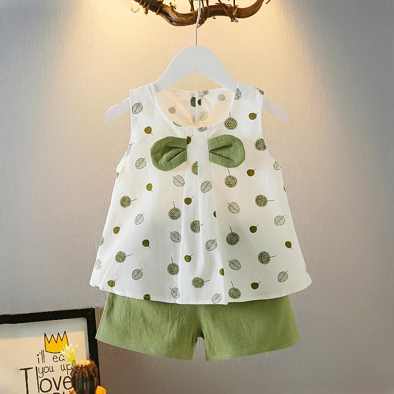 2021 New Fashion Baby Clothing Sets Children Sleeveless Top+Shorts 2Pcs Sets Girls Cute Suit 1-5Years Old Baby Clothes