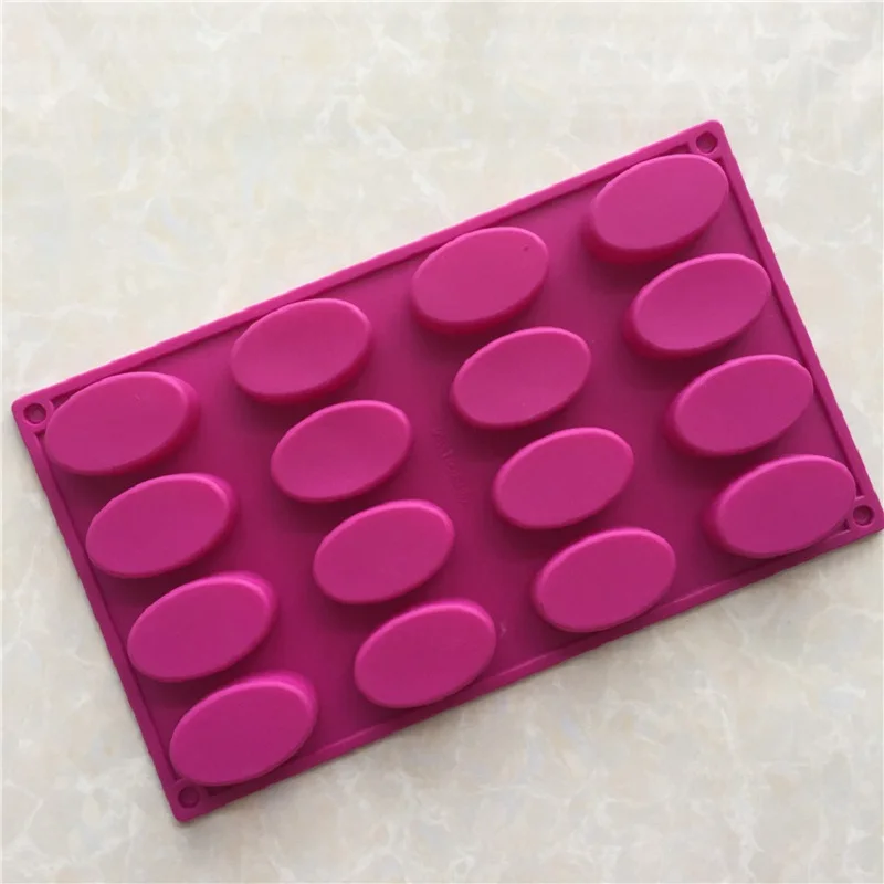 Oval Handmade Soap Mold, Silica Gel Cake Mould, Kitchen Baking, 16 even, XG398