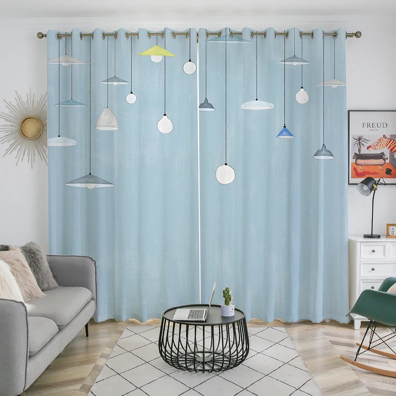 Window  curtains for living room bedroom  blackout curtains Modern pattern printing Nordic style ins Kitchen Wind curtain