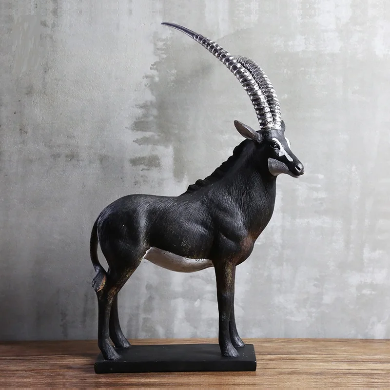 Handmade Antelope Sculpture Resin Gazelle Statue Herbivore Animal Home Wildlife Decoration Craft Ornament Grassland Furnishing