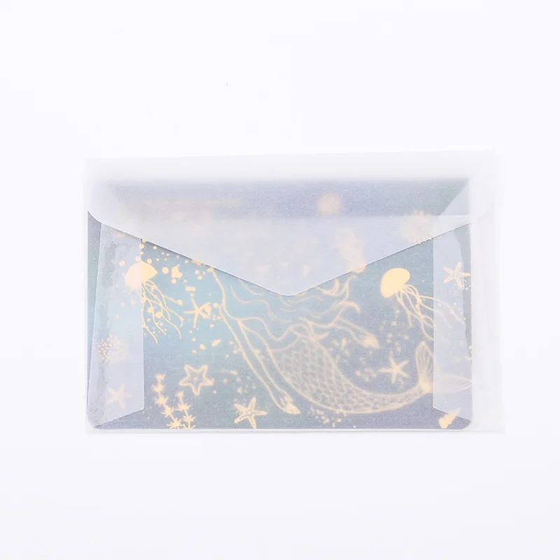 Mermaid Starry sky transparent Golden Envelope Message Card Letter Greeting card Stationary Storage Paper Gift