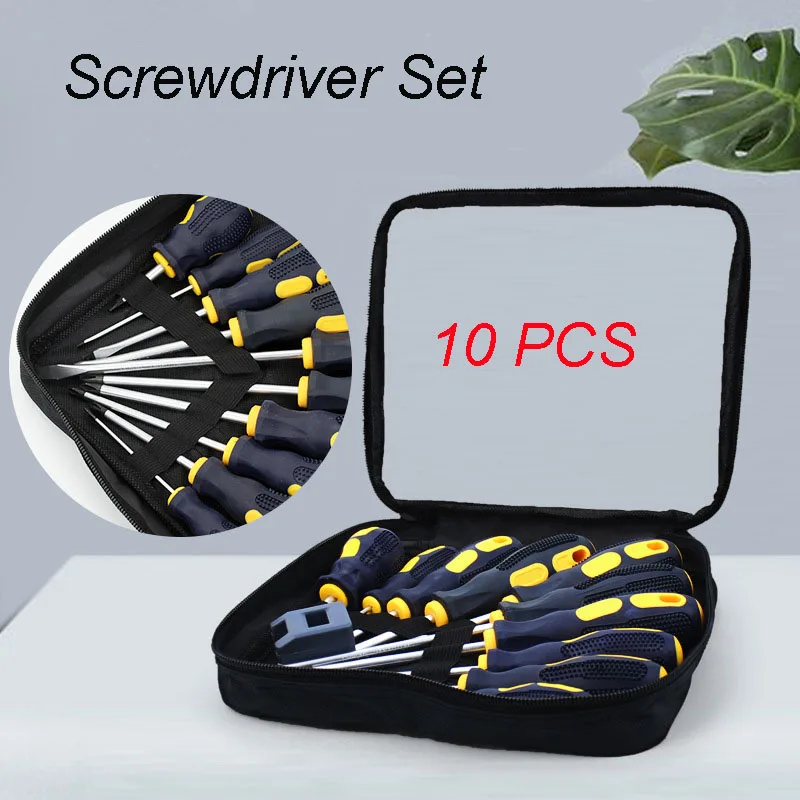 Screwdriver Set 10 in 1 Multifunctional Cross Slot Screwdriver Set Strong Magnetic Hardware Household Repair Tool