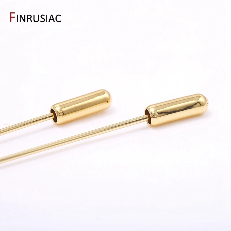 14K Real Gold Plated 65mm Safety Pins Stopper Loop Brooch Base for DIY Brooch Jewelry Making Supplies