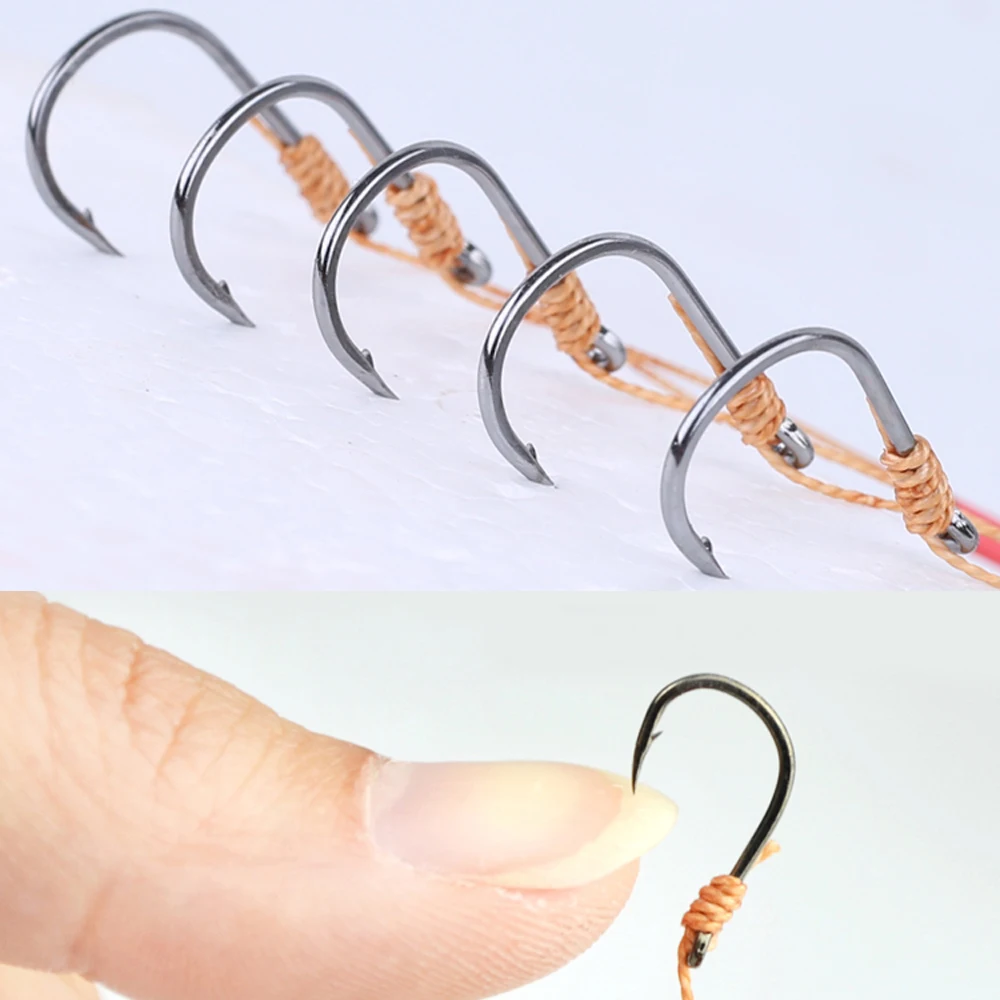 5er-Pack Hochkarbon-Stahl-Angelschnur mit 5 Einzelhaken, Wirbelködern und Bleigewichten für Meeresangeln – Pesca 3 # -13 # – Detail 6