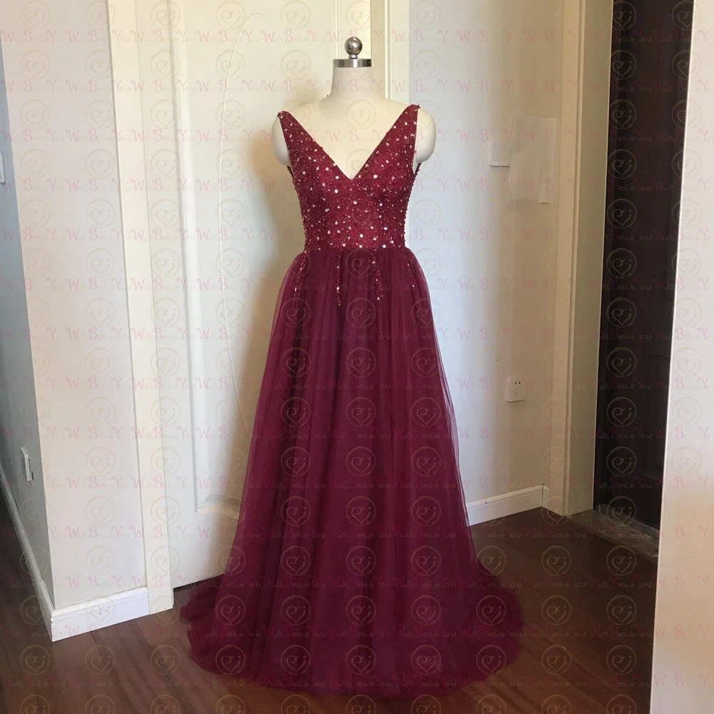 Pink Beading Prom Dresses, High Split Tulle, Sweep Train, vestido de noite sem mangas, A Lace Up, vestido sem costas, 2022, Plus Size