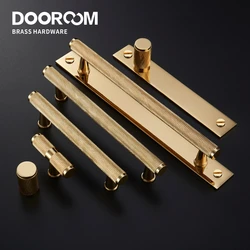 Dooroom latão móveis alças knurling ouro preto moderno armário armário armário cômoda gaveta puxa botões barra serrilhada