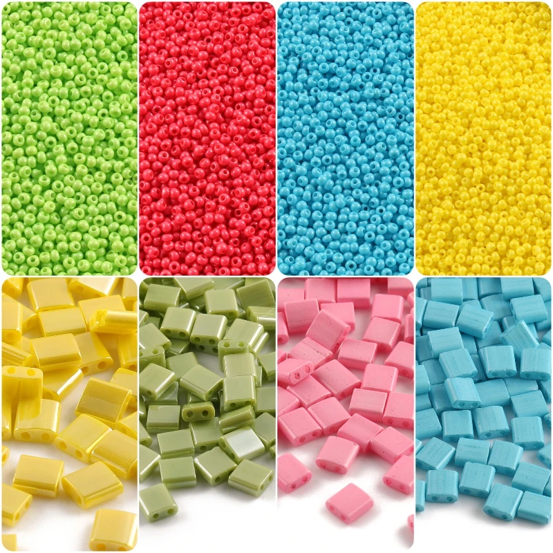 50/100pcs Multicolor Seedbeads for DIY Jewelry Bracelets Making 2 Holes 5*5*2mm/5*2*2mm