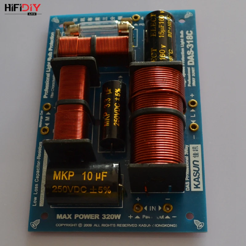 HIFIDIY DAS-318C 3 Way 3speaker Unit (tweeter + mid +bass )HiFi Professional Speakers audio  Frequency Divider Crossover Filters