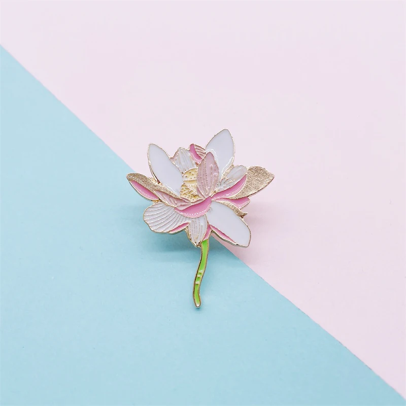 Sweet Cute Plants Flowers Enamel Pins Daffodils Lotus Alloy Brooches Badges Fashion Jewelry Accessories Woman Gifts