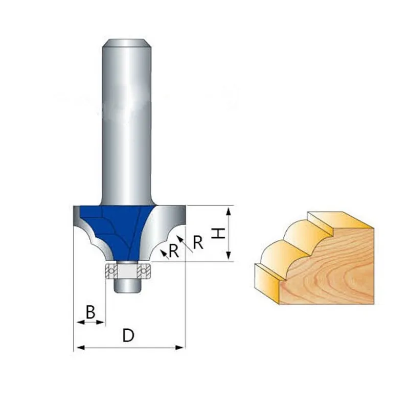 

1/2" and 1/4" Shank Tungsten Carbide Woodworking R-type Fillet Milling Cutter Trimmer Head Slotting Engraving Router Bits