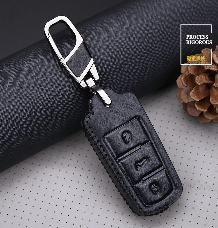 Leather Car Key Cover Case Shell for Volkswagen CC Passat B6 B7 3C CC Magotan R36 B5 B7L Golf 4 7 Polo Tiguan Scirocco 2010-2015