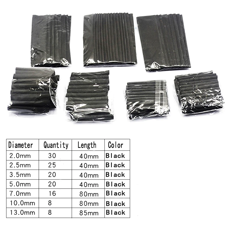 127PCS/LOT Heat Shrink Sleeving Tube Tube Assortment Kit Electrical Connection Electrical Wire Wrap Cable Waterproof Shrinkage