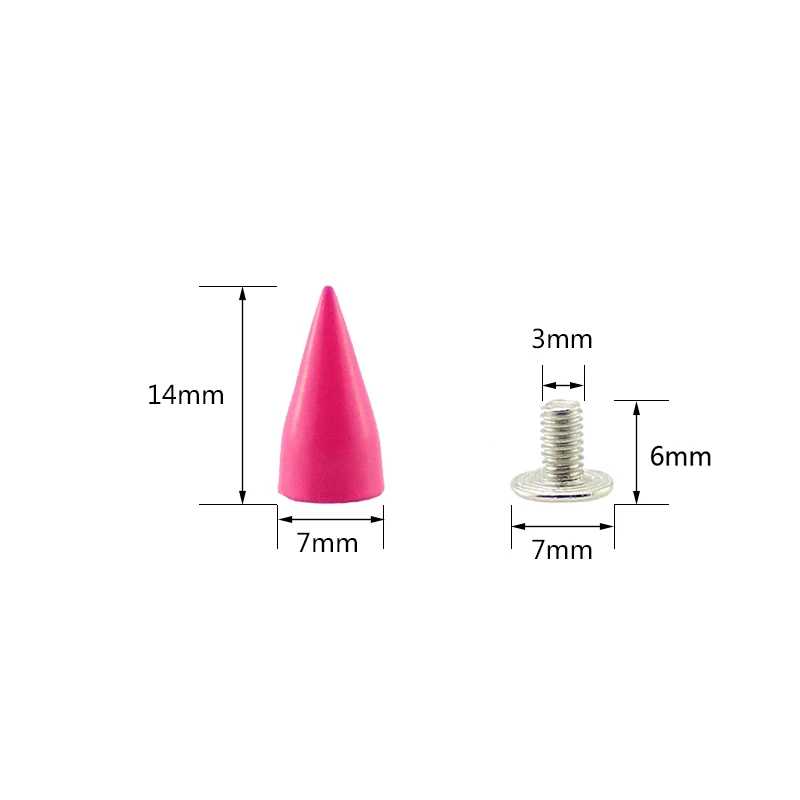 200sets 7*14mm Colorful Painted Cone Studs and Spikes For Clothes DIY Garment Rivets For Leather Handcraft Remachadora