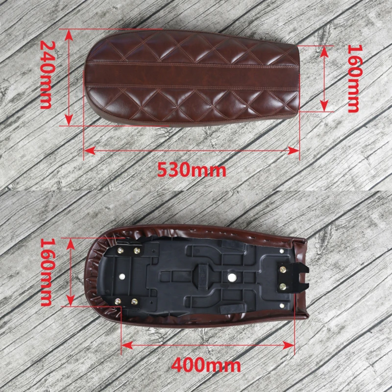 53cm Universal Vintage Motorcycle Diamond Cushion CG125 Bilateral Rhombus Seats Cafe Racer Tracker Scrambler Black Brown